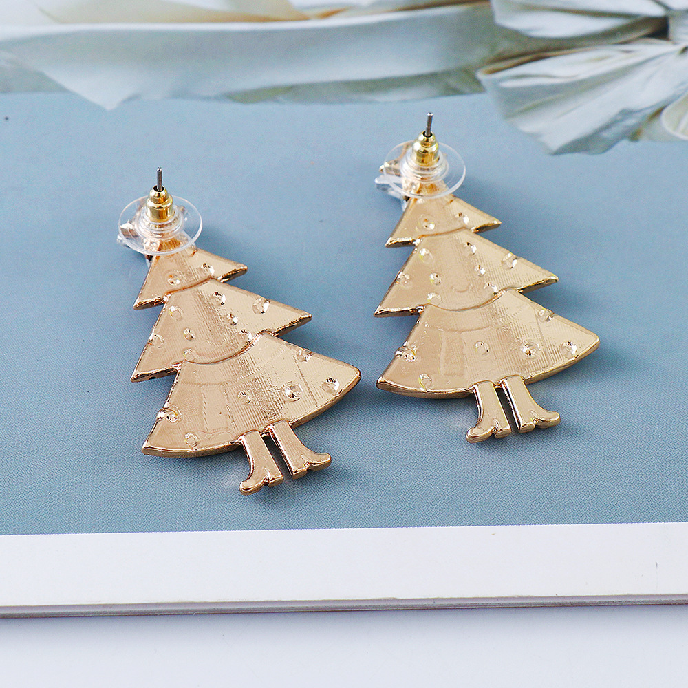 New Creative Christmas Diamond-studded Christmas Tree Alloy Earrings display picture 5