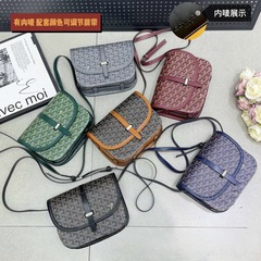 跨境新款狗牙马鞍包时尚老花单肩斜挎包百搭邮差包外贸热销女包