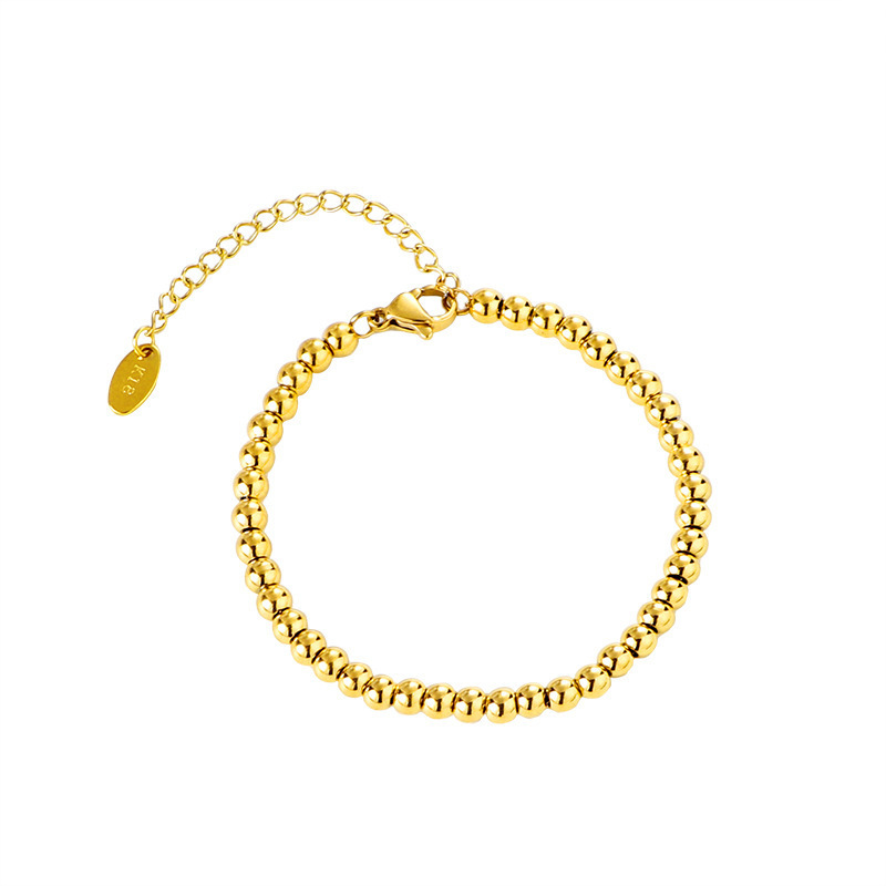 Elegant Gold Beaded Bracelet Titanium Steel Versatile Chain Link_voghion.com