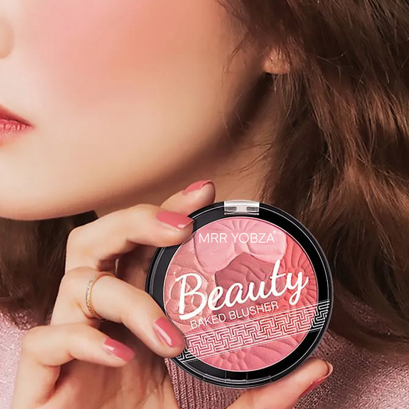 Blush pétale cinq couleurs nacré, poudre compacte cinq couleurs, maquillage nude à la texture fine, best-seller international_voghion.com