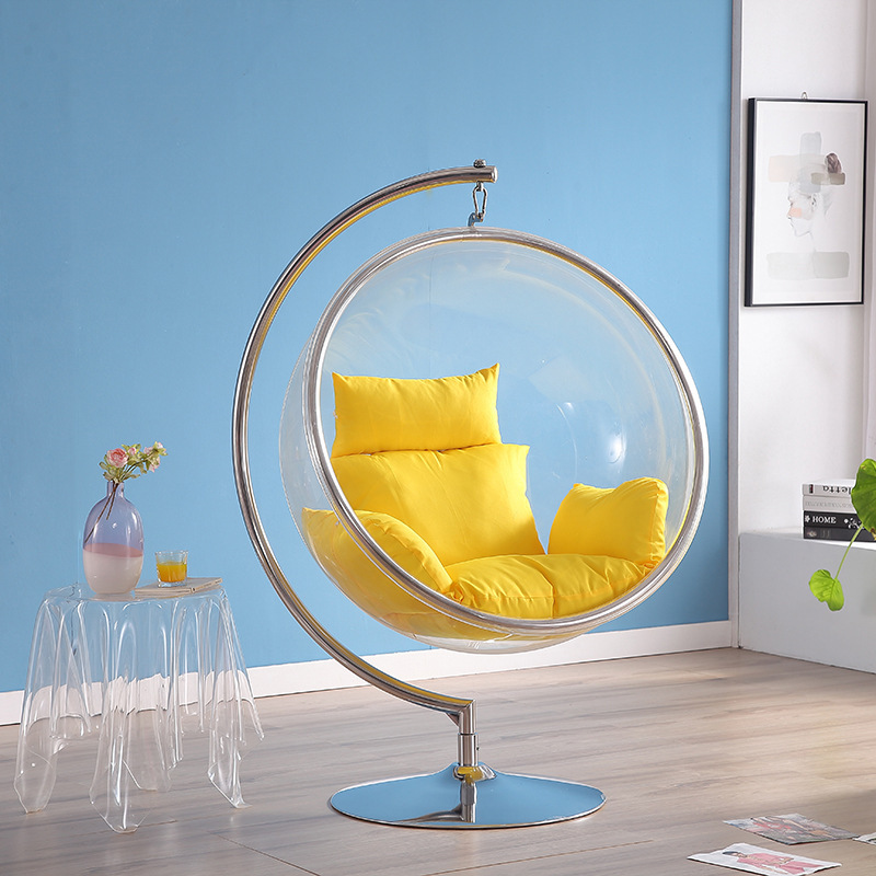 Glass Ball Hanging Chair Transparent Bubble Ball Nordic Space Indoor Balcony Hanging Basket Rocking Chair Hammock Outdoor Swing Stand