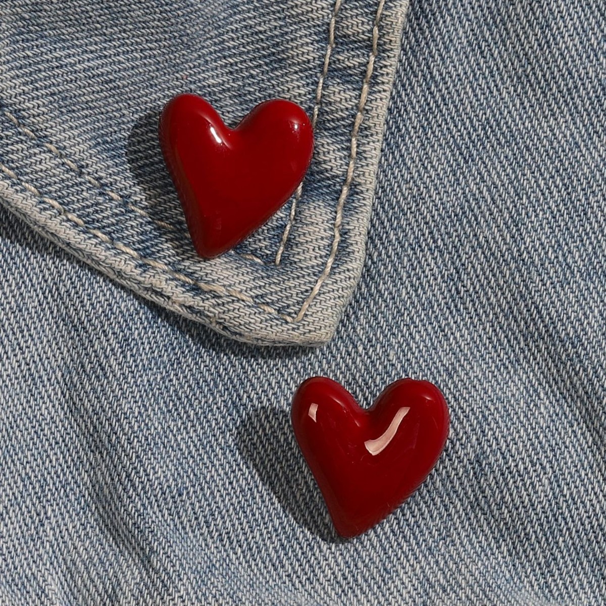 European American Cross-border Ancora Red Geometric Irregular Heart-shaped Badge, Versatile Stylish, Suitable For_voghion.com