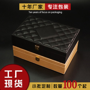Manufacturers small batch custom freeze-dried powder leather box cosmetic suit packaging box essential oil beauty salon set leather box