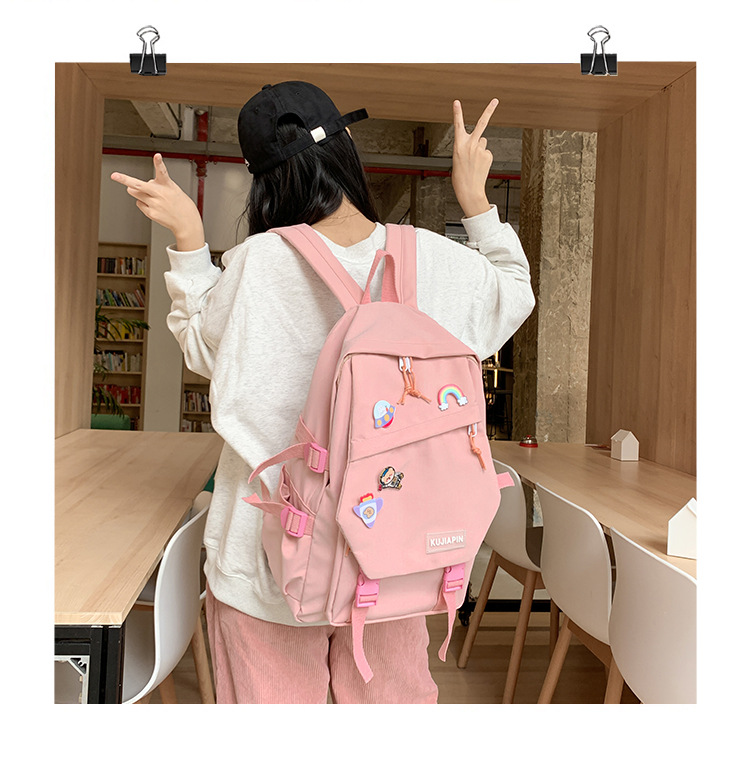 Mochila transfronteriza 2024 nueva mochila de estudiante estilo coreano simple gran capacidad estilo universitario mochila de una sola pieza entrega