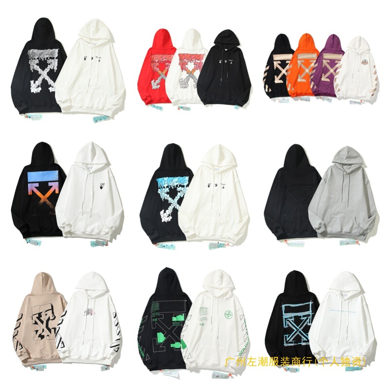 Stable Supply of Trendy Brand Off-White High-Quality Couple Terry Pullover Hoodie Unisex Loose Sweatshirt