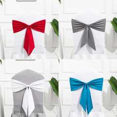 A5L加厚免系椅背花彈力椅套蝴蝶結酒店宴會婚禮椅背裝飾用品