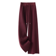 糯米阔腿裤女2025年秋冬季新款时尚显瘦加绒裤子弯刀裤毛呢直筒裤