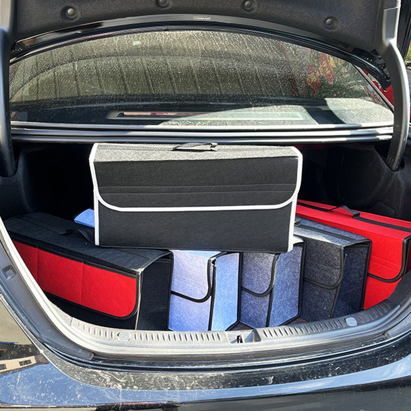 毛毡汽车收纳包后备箱整理杂物收纳箱车载可折叠收纳带手柄储备盒
