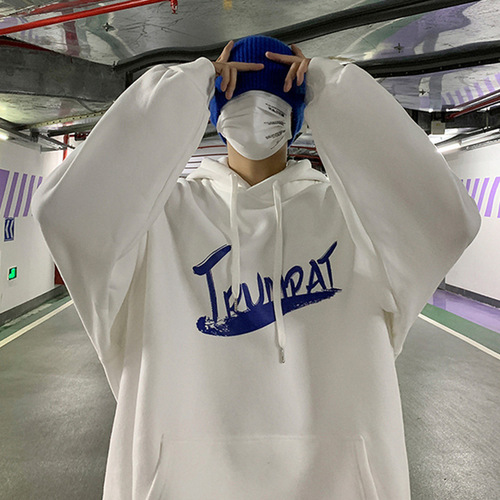 Men's Hooded Sweatshirt Spring and Autumn Trendy Casual Loose Graffiti Print Top Hong Kong Style Trendy Brand Youth Gangster Style Jacket