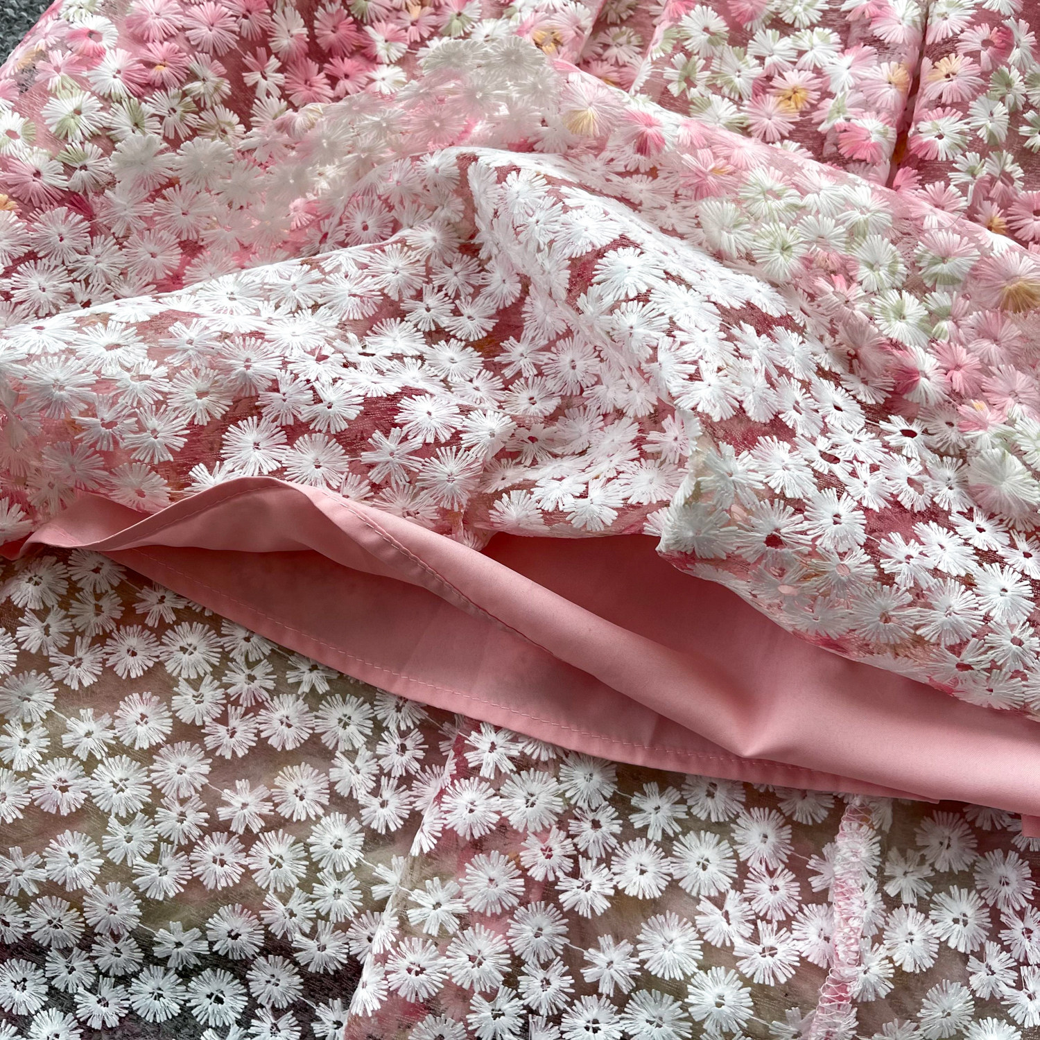 Women's Pink Lace Hollow Out Dress Short Sleeved High Waisted A-Line Skirt Elegant Slimming Commute Summer Dress_ecoleips.com