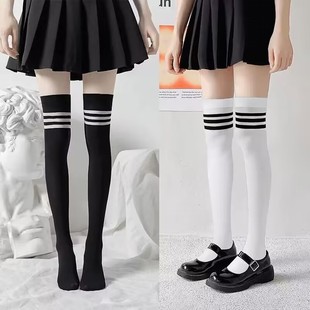 striped calf socks children spring and summer velvet thin white japanese jk high socks students half knee socks