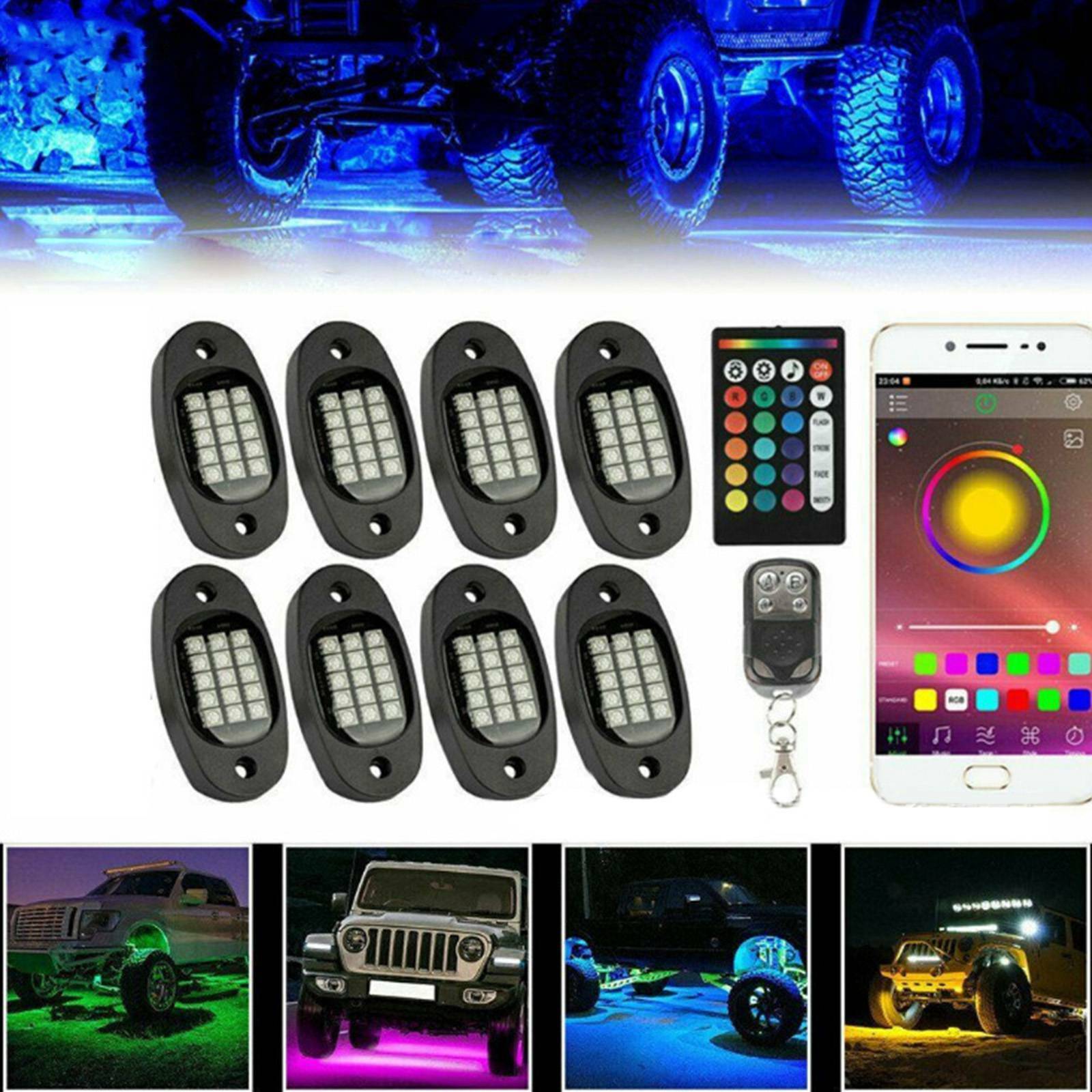 Un remolque de ocho luces de chasis tres modos de control de luces de chasis RBG un remolque de ocho luces de chasis RBG atmósfera cubierta control Bluetooth