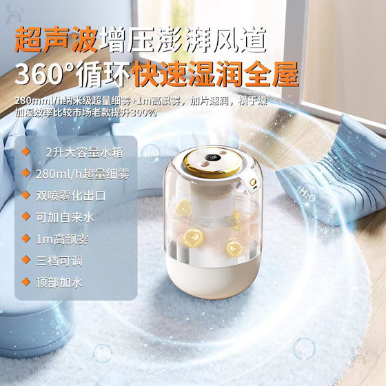 Cross-border new 2.5L double-jet humidifier usb large-capacity home bedroom office night light humidifier gift