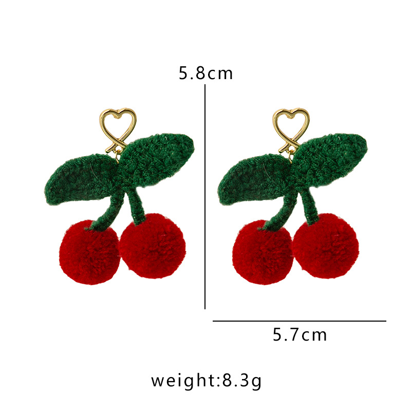 1 Pair Cute Cherry Plating Yarn Drop Earrings display picture 1