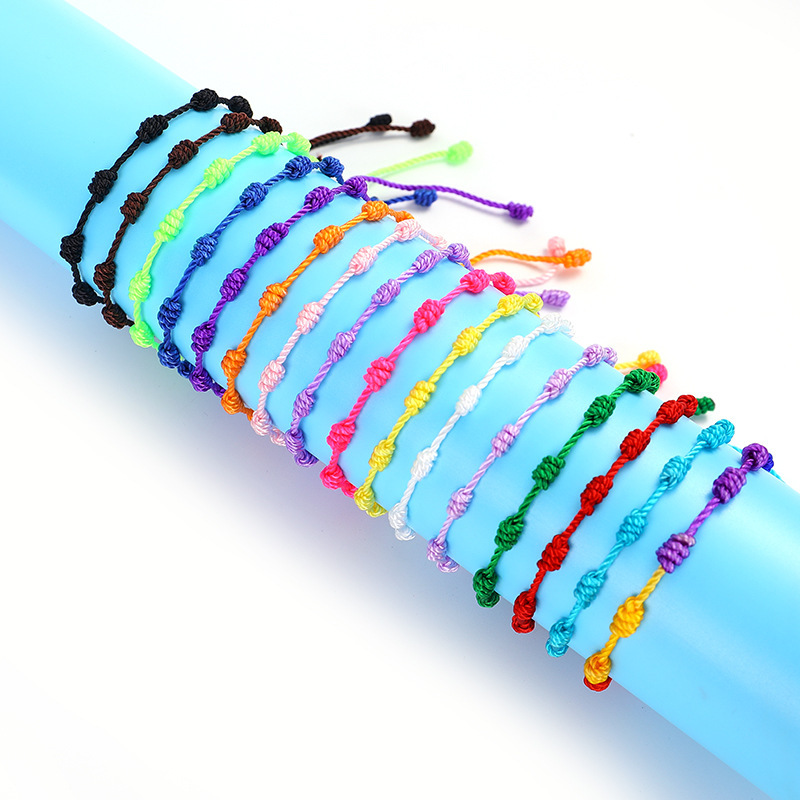 Cross-border Hot Friendship Bracelet Solid Color Woven Bracelet Handmade Knotted Bracelet European and American Handrope Simple Jewelry