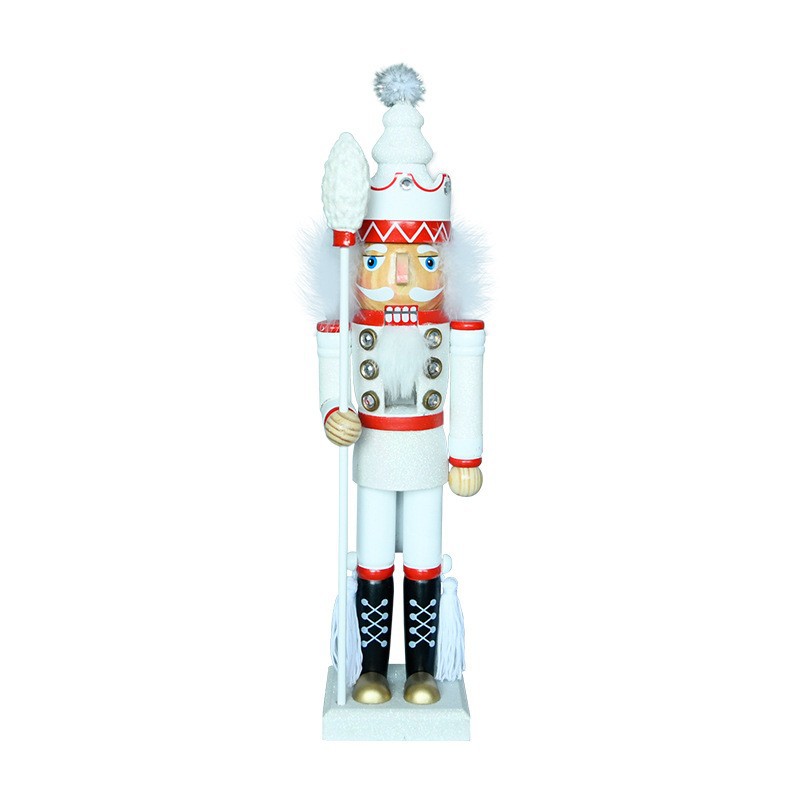 40cm cara negra nuez soldado personaje títere dibujos animados creativos personajes tallados decoraciones de madera de Navidad regalos de vacaciones