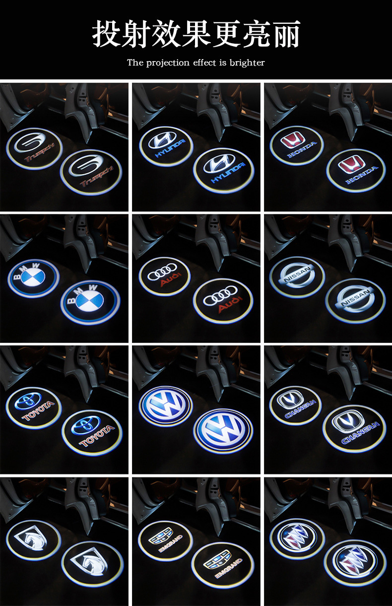 Car Door Welcome Light Projector, Door Opening Laser Light, In-Car Led Atmosphere Light for Vehicle Modification