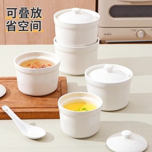 Ceramic Stew Pot, Water-Proof Stew Pot, Household Small Soup Cup with Lid for One Person, Bird's Nest Steamed Egg Bowl, Soup Pot, Stew Pot
