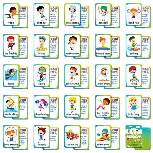 48 Children's Sports Cognitive Early Education Flash Cards for Enlightenment, Cross-border Amazon Parent-Child Time Guessing Educational Toys