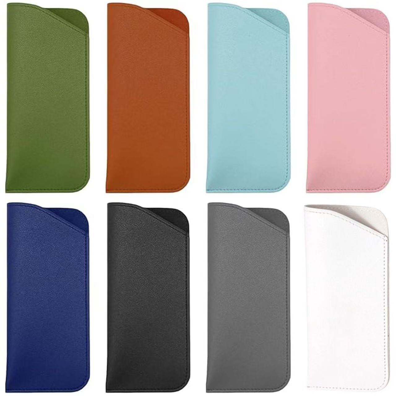 跨境新款皮革开口太阳镜袋防水老花镜PU皮套防尘收纳袋便携斜口袋