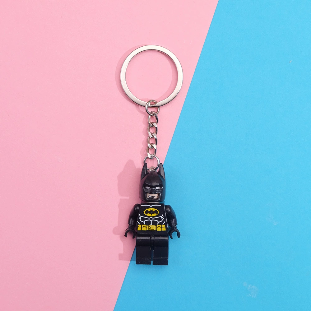 Keychain constructor pendant, cute character mini-figure keyring, plastic, assorted designs