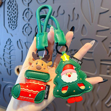 创意PU皮革圣诞树钥匙扣挂件情侣汽车钥匙链包包挂饰圣诞节小礼品