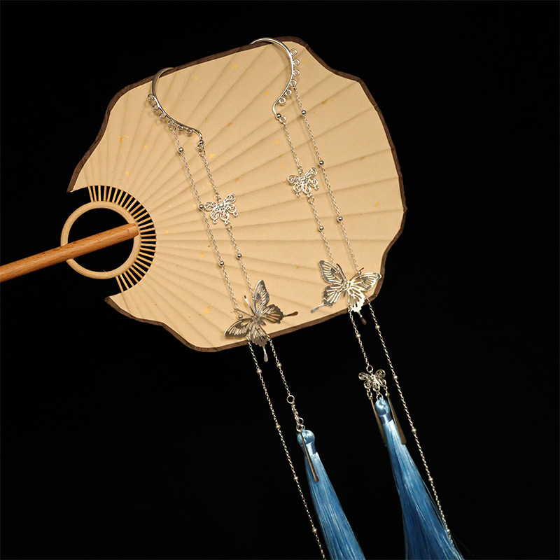 Antique Copper Money Ear Hanging Mountain Gui Spending Tassel Earrings Men's and Women's Earrings Antique Han Element Han Clothing All-match Accessories