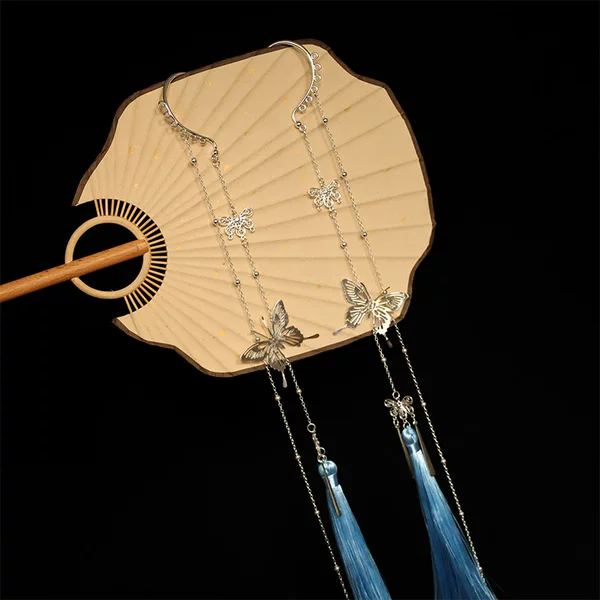 Antique Copper Money Ear Hanging Mountain Gui Spending Tassel Earrings Men's and Women's Earrings Antique Han Element Han Clothing All-match Accessories