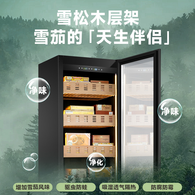 Factory Direct Sales of Senleng Cigar Cabinet with Constant Temperature and Humidity, Large Capacity Cedar Wood Commercial Humidor, Wooden Led Home-Use Cabinet