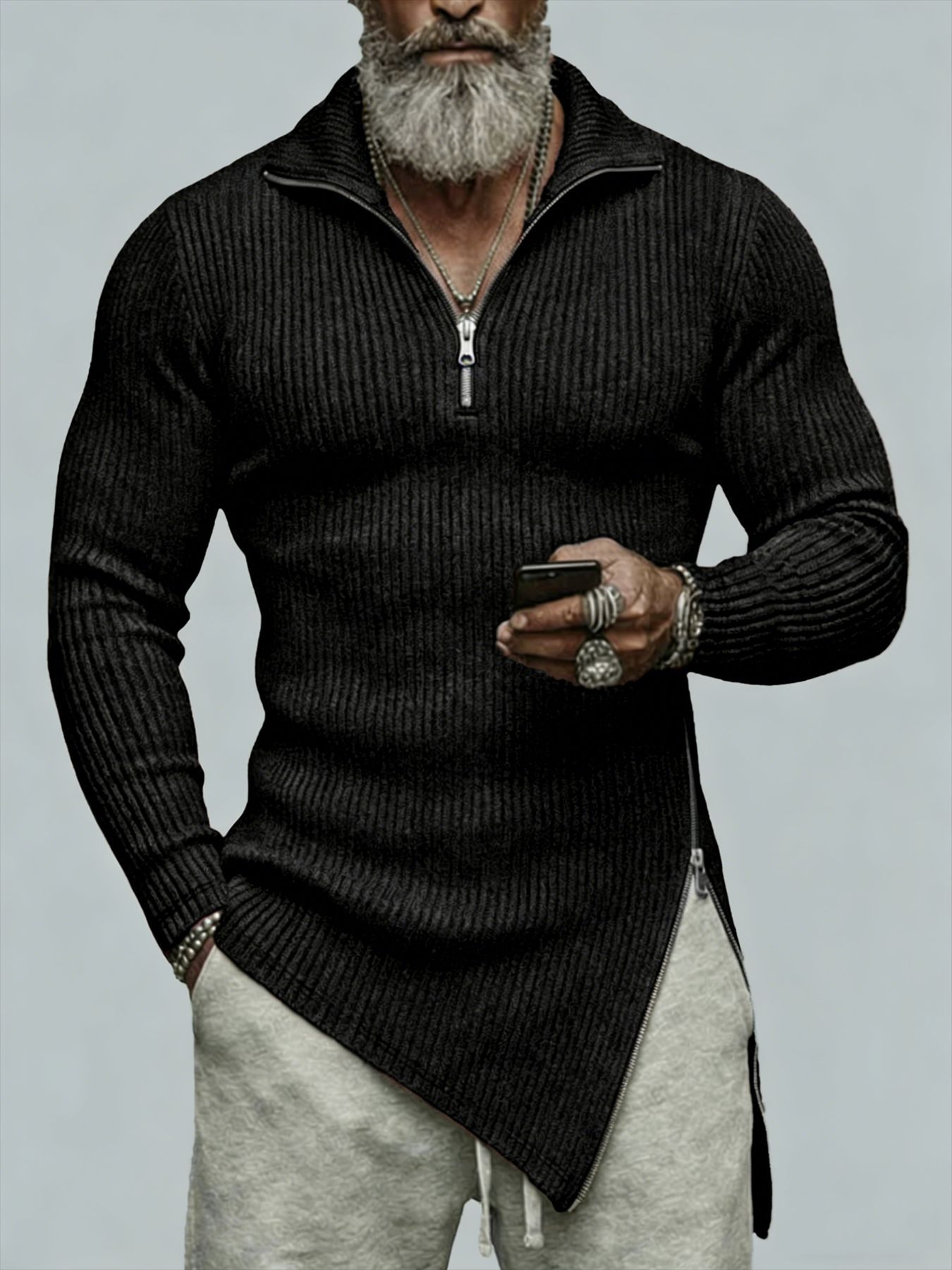 Nuevas camisetas de manga larga para hombres en otoño e invierno transfronterizos deportes ajustados elásticos ocio Fitness sólido blusa irregular para hombres