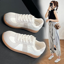 卡皮巴拉德训鞋女2025新款春夏复古丑萌大头真皮软底圆头休闲板鞋