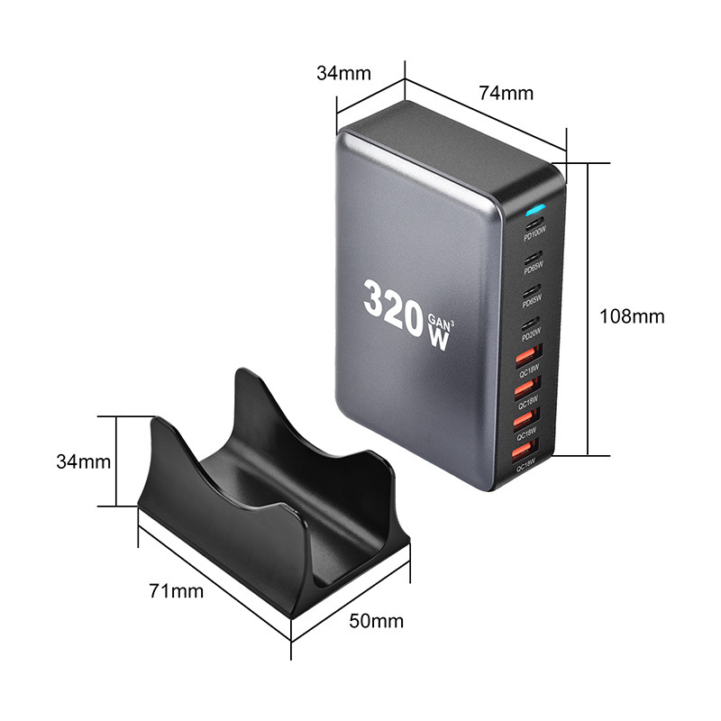 窒化ガリウムマルチポート USB 充電器 320 ワットラップトップ携帯電話充電ヘッド超高速充電充電器ヘッド|undefined
