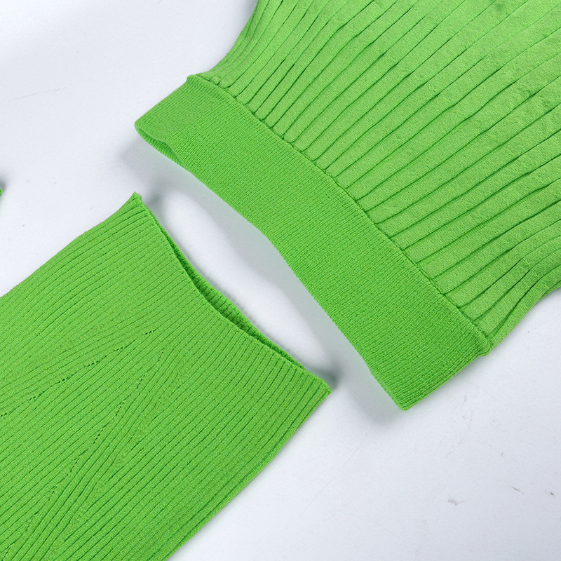 Title 15, Sunken Stripe Knitted Skirt Short Sleeve Suit A...