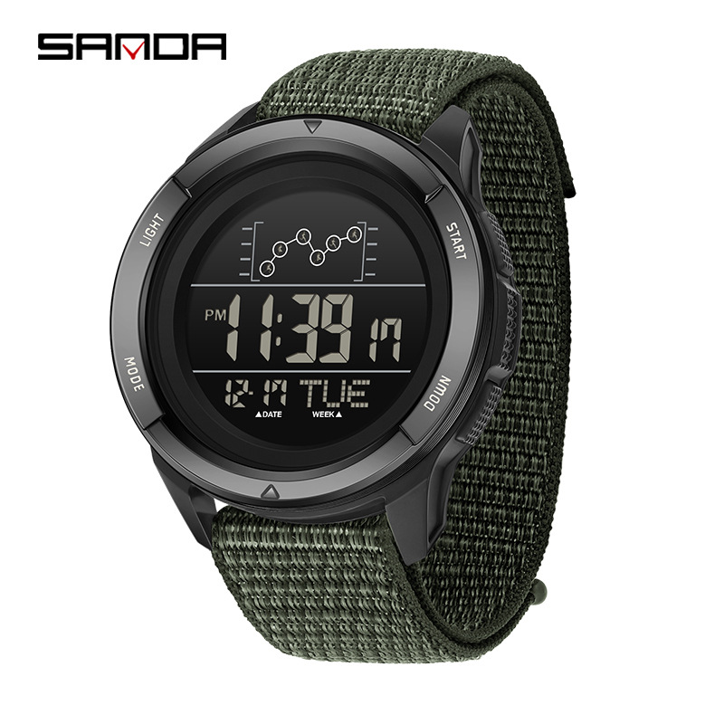 SANDA Sanda hoja electrónica multifunción reloj de despertador para estudiantes gran dial impermeable al aire libre reloj deportivo