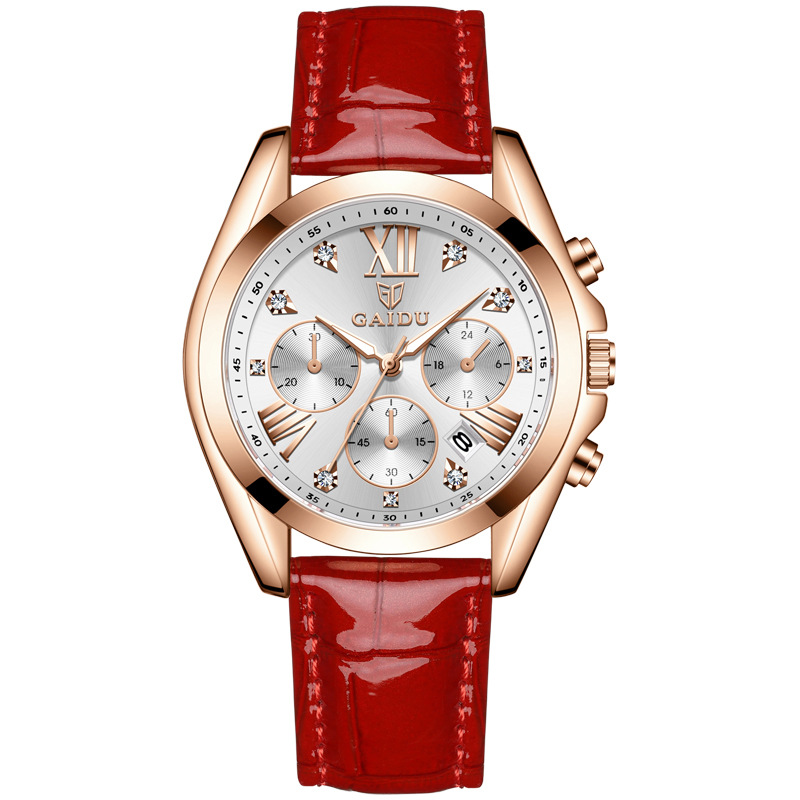 KD8868 로즈 쉘 화이트 페이스 레드 벨트