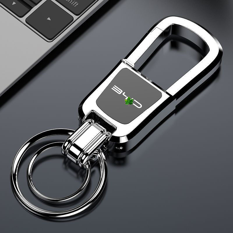 High-End Men's Car Keychain Laser Laser Engraving Anti-Lost Creative Waist Hanging Keychain Car Logo Surname Engraving