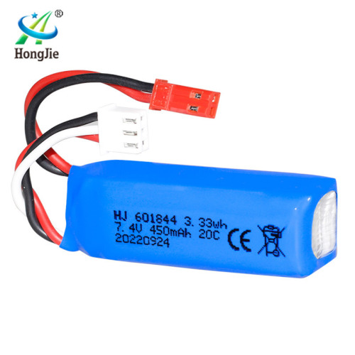 7.4V 450mAh lithium battery 1:28 remote control car K979K989K999K969 high-speed car battery 601844