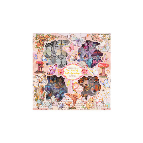 Yuezhen Exclusive Butterfly Wing Realm Waterproof PET Journal Stickers | Retro Journal Sticker Pack | Kids' Adhesive Art Designs