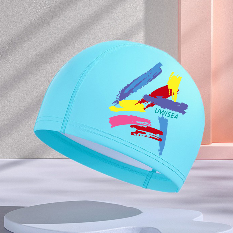 Gorros de natación de PU para hombres y mujeres adultos, personalizables con logotipo, alta elasticidad, cómodos para cabello largo, no aprietan la cabeza, adecuados para estudiantes y niños mayores, gorros de natación impermeables.