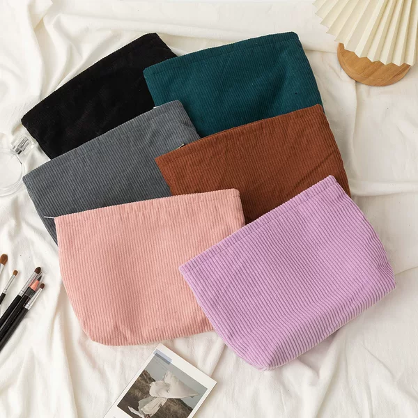 Corduroy Large Capacity Canvas Bag Women's Korean Style Aqua Brush Portable Wash Bag Canvas Bag Cosmetic Bag Storage Bag