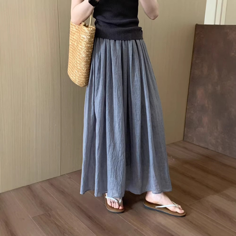 High-Waisted Slimming Cotton and Linen Simple Skirt 2026 Summer New Korean Style Casual Straight Umbrella Skirt Long Skirt for Women High-Waisted Slimming Cotton and Linen Simple Skirt 2026 Summer New Korean Style Casual Straight Umbrella Skirt Long Skirt for Women