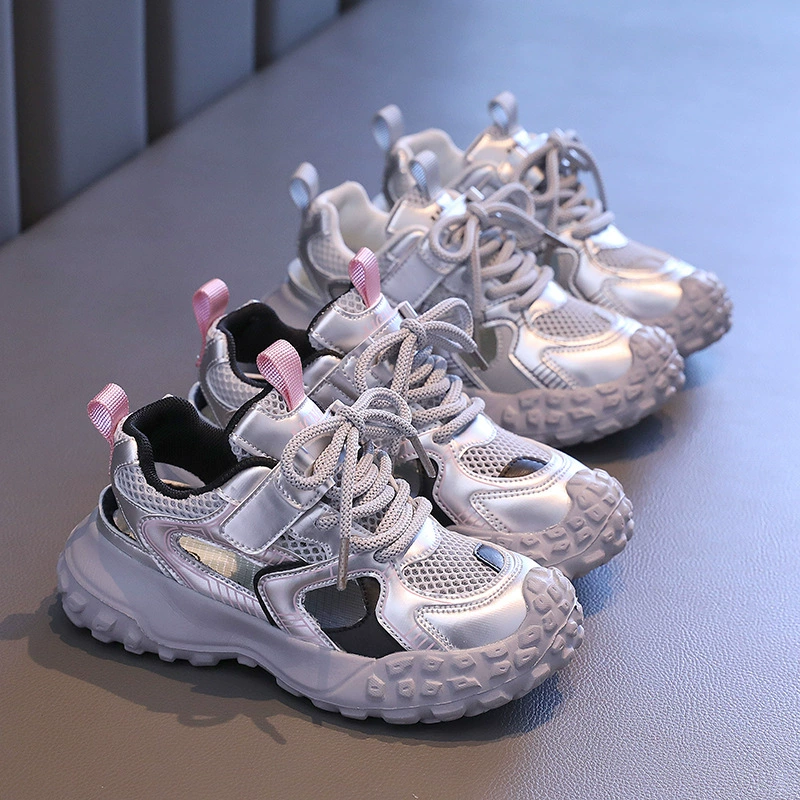 Детская полая спортивная сандалия 2025 Новый летний мальчик повседневная спортивная пляжная обувь для девочек дышащая папочка обувь