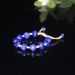 Antique old beads collection Qing dynasty sea silk old colored glaze treasure blue melon beads bracelet hand woven beads wholesale