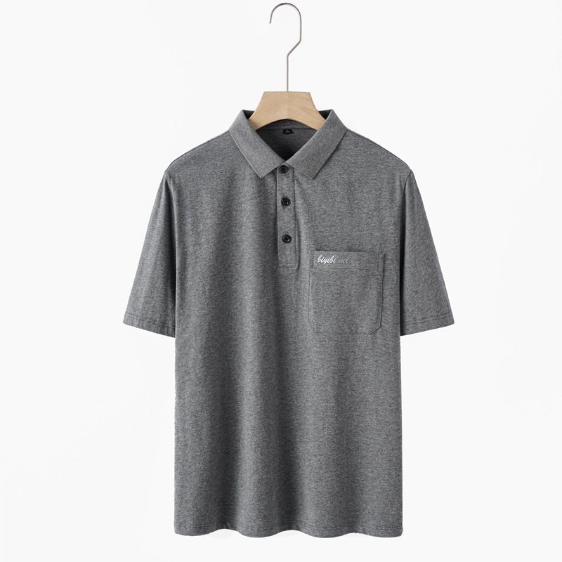 中年男性半袖純綿tシャツ夏poloシャツ吸汗通気性パパカジュアル上着ラペルtシャツ|undefined