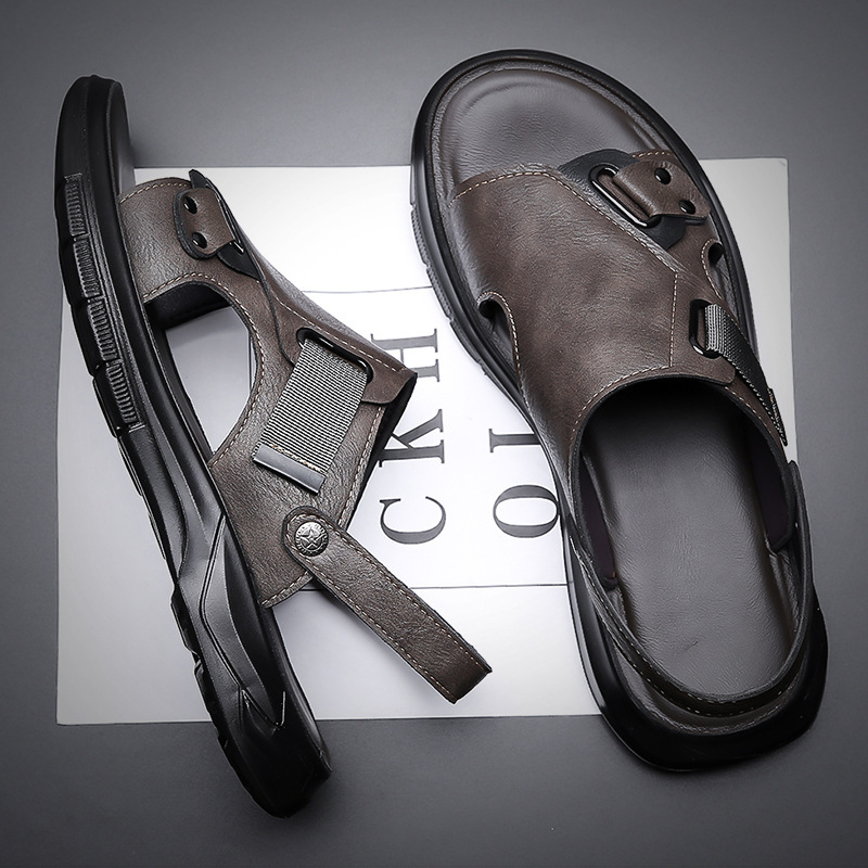 Large Size Summer New Beach Shoes for Men, Outdoor Casual Breathable Soft-Soled Outdoor Wear Dad Sandals, One-Piece Drop Shipping