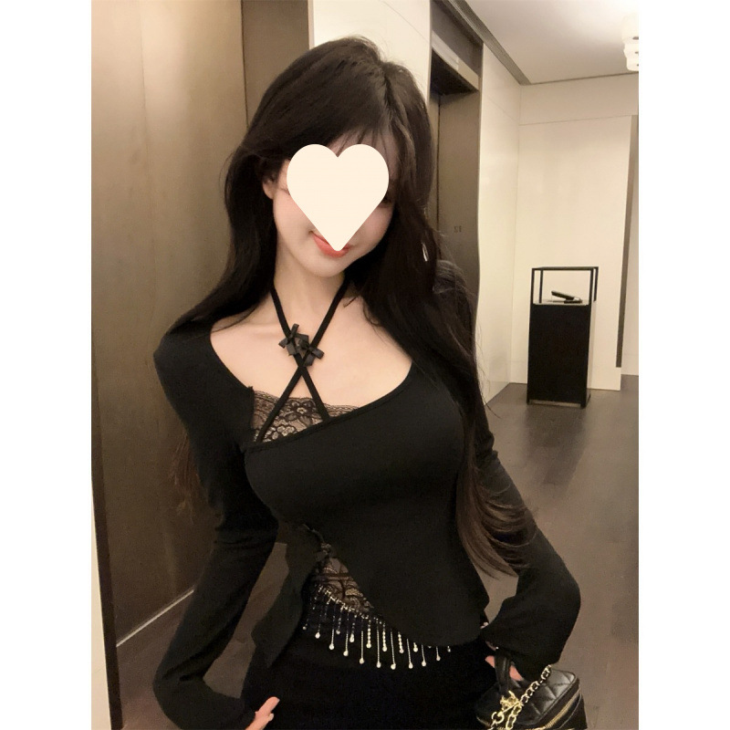 Lace silk body-friendly spring sexy long-sleeve