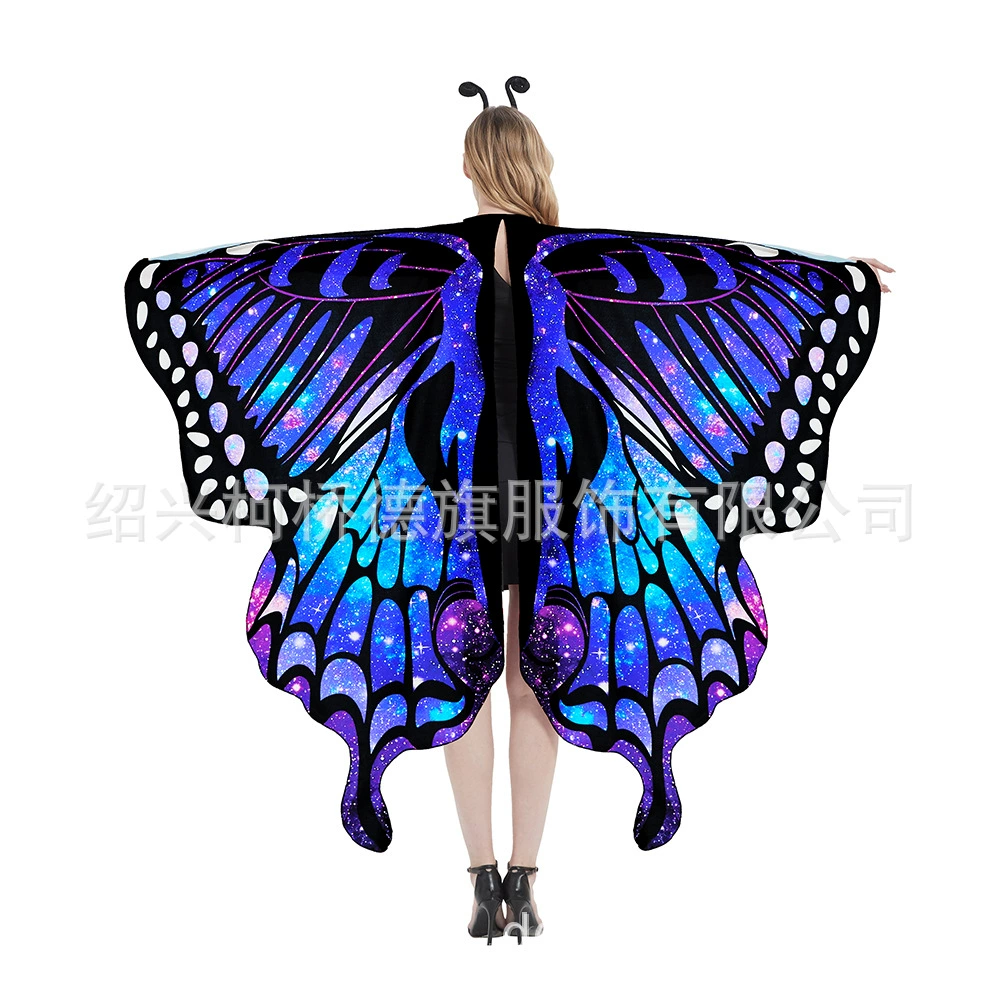 Новый плащ бабочки трансграничная торговля шаль бабочки Хэллоуин градиент цвета танцевальные украшения крылья бабочки