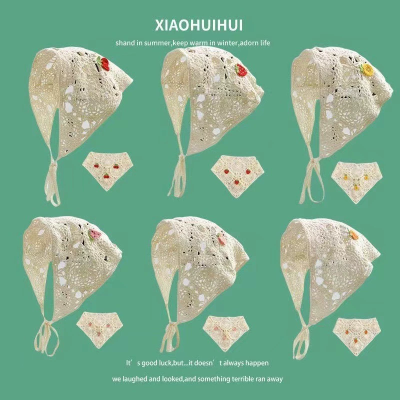 Треугольная косынка крючком, цветочная полая отделка, пасторальная летняя повязка на волосы
