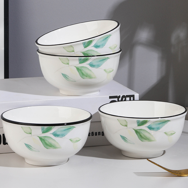 2-6 Pieces 6inch Sided Bowls 2025 New High-End Trendy Rice Bowls for Home Use, High-Value Ceramic Chinese-Style Small Soup Bowls