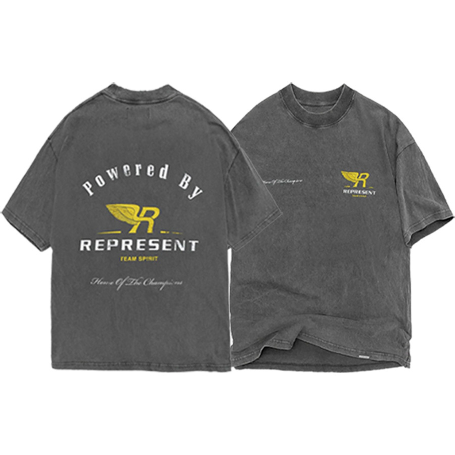 Versión correcta REPRESENTAR tres dimensiones alas letras grabadas vintage retro suelta Camiseta de manga corta